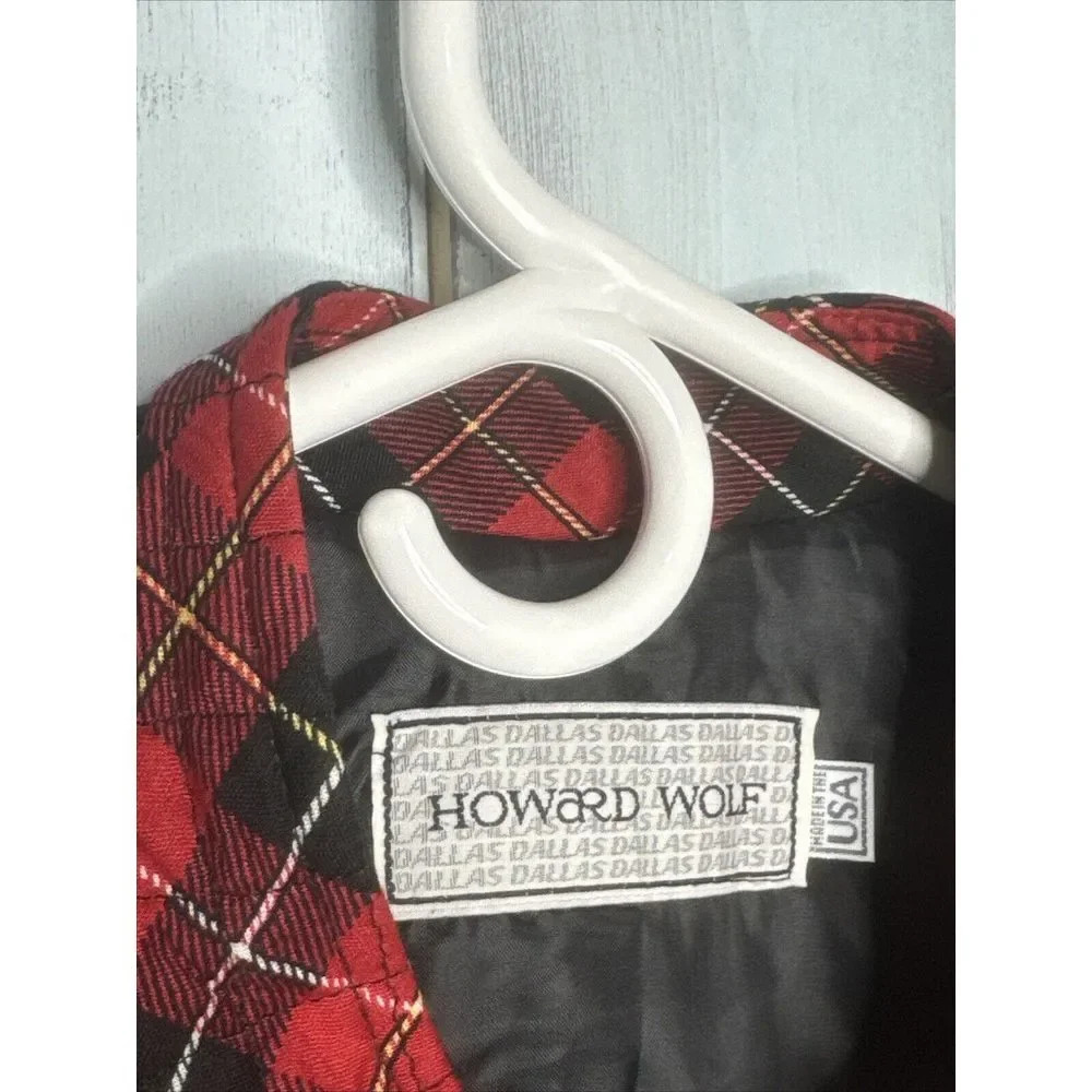 Vintage HOWARD WOLF DALLAS Red‎ Black Plaid Quilted Vest & Midi Skirt Set 12